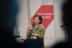 Julia Irene Peters (jip-Film) beim Fachpanel »Kino als Ort«.
